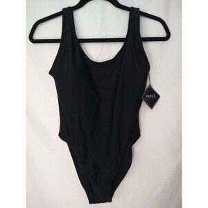 ZAFUL One Piece Swimsuit Open Back High Cut Size MEDIUM Solid Black New With Tag